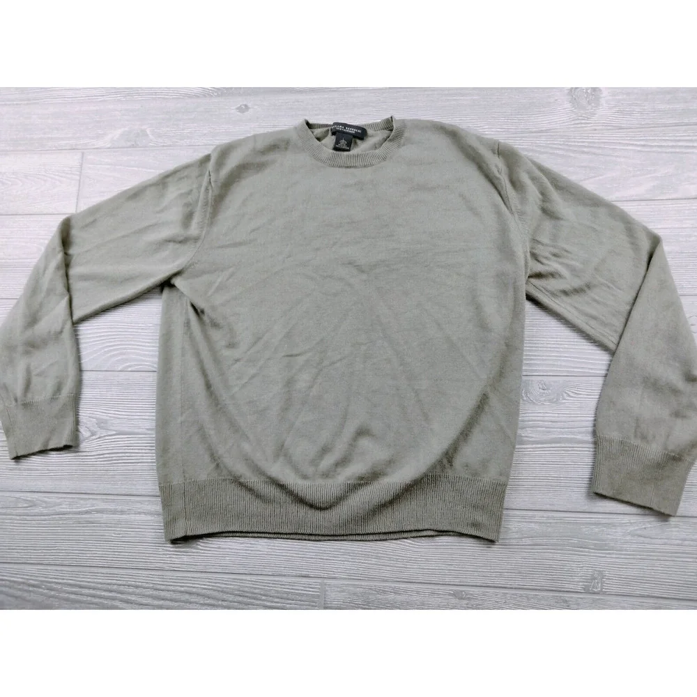Banana Republic men Sweater Sz L Green Pullover Crew Long Sleeve Silk Cashmere
